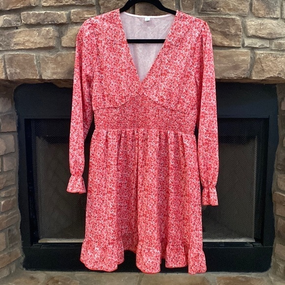 Pink floral midi dress. Size M - Picture 1 of 9